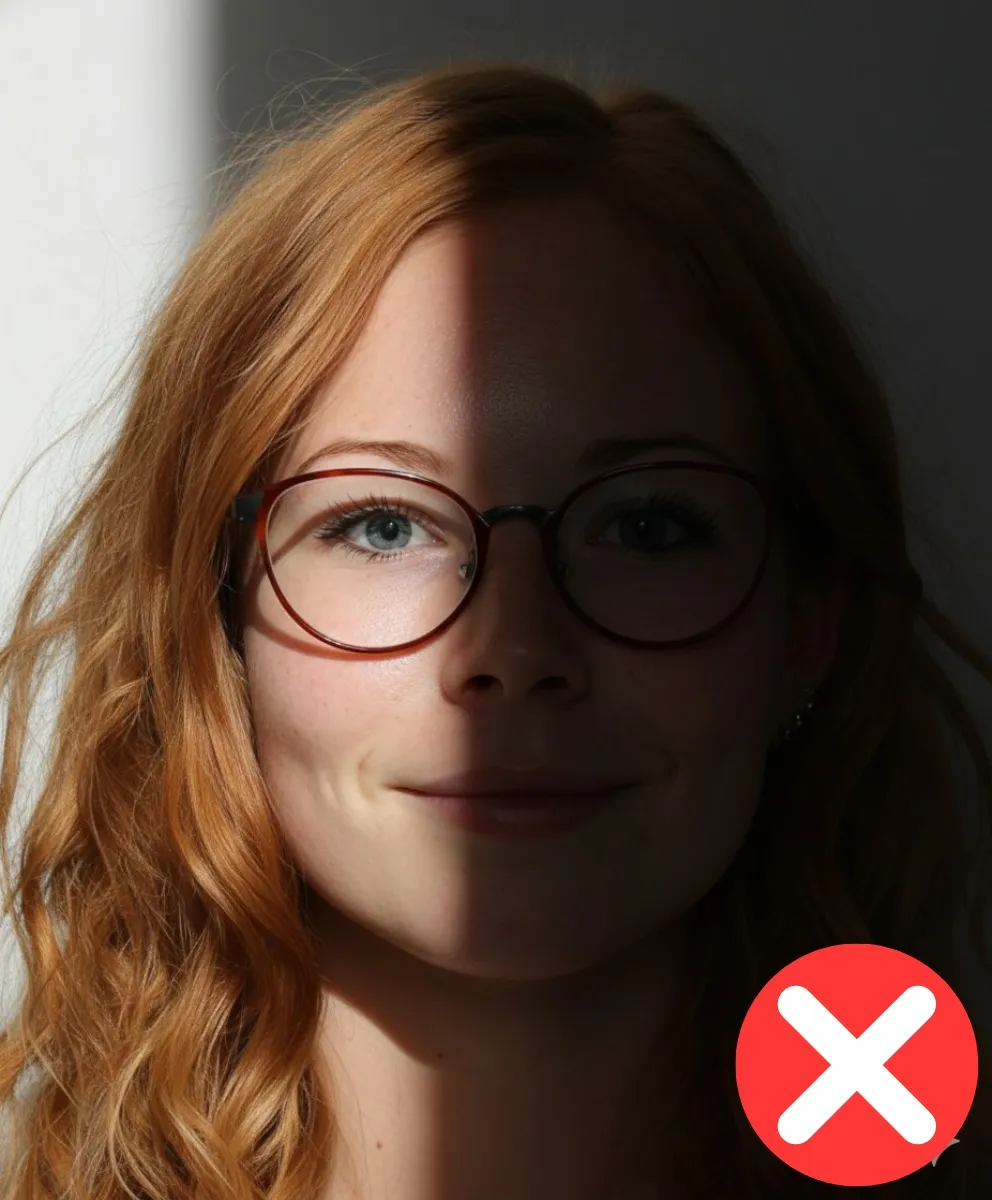 Schatten über dem Gesicht